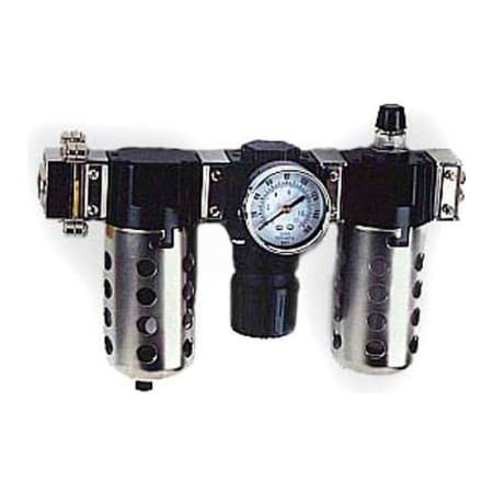 Arrow Pneumatics Arrow 3/8" Mod FRL W/End Ports VC33353W, GA, Metal Bowl W/Sight, Manual & Arrow Fog LUBR, OSHA Valve VC33353W